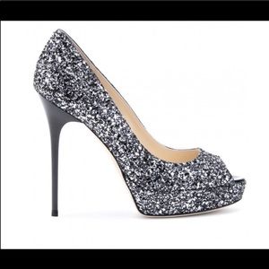 Jimmy Choo 122 Crown Glitter Pumps 8.5